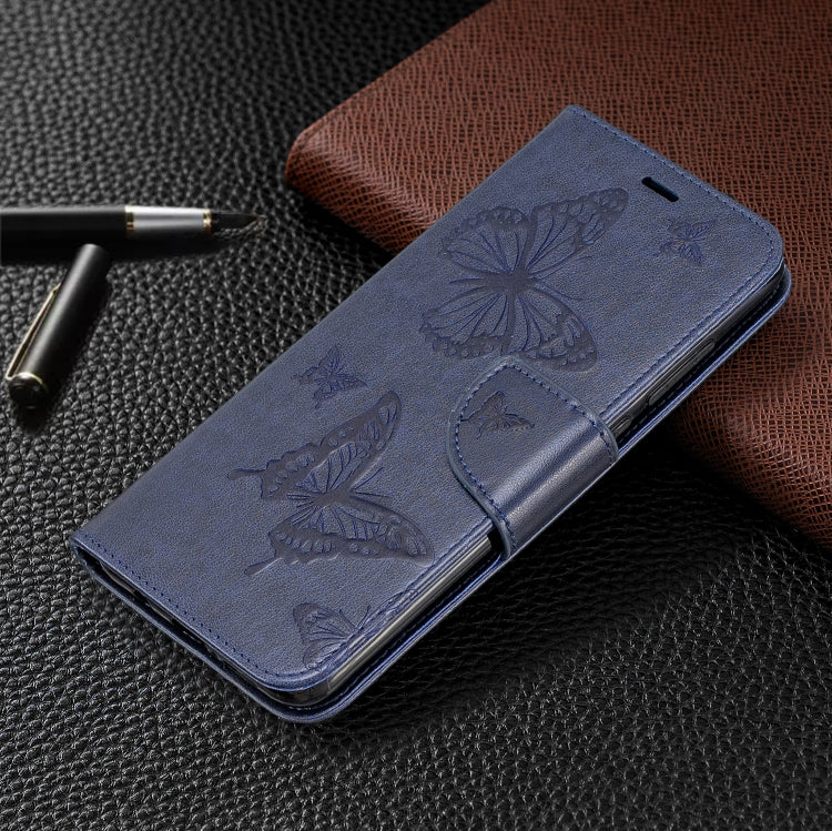 For Xiaomi Redmi Note 8 Pro Two Butterflies Embossing Pattern Horizontal Flip Leather Case with Holder & Card Slot & Wallet & Lanyard(Dark Blue) by buy2fix