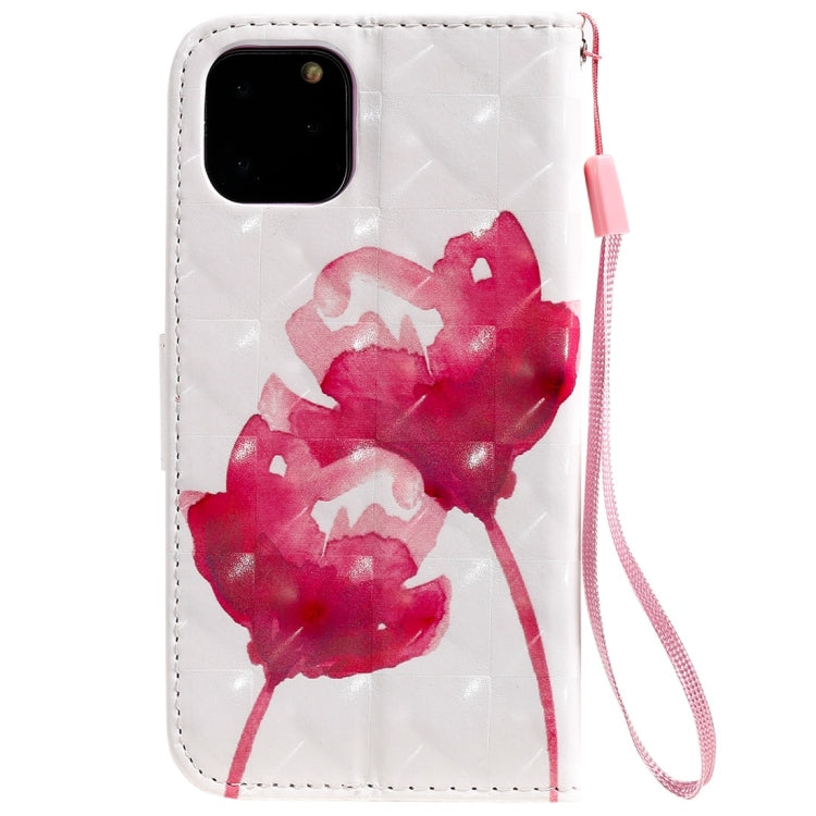 For iPhone 11 Pro 3D Painted Pattern Horizontal Flip Leather Case, with Wallet & Holder & Card Slots & Lanyard(Red Rose) - iPhone 11 Pro Cases by buy2fix | Online Shopping UK | buy2fix