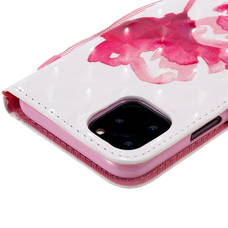 For iPhone 11 Pro 3D Painted Pattern Horizontal Flip Leather Case, with Wallet & Holder & Card Slots & Lanyard(Red Rose) - iPhone 11 Pro Cases by buy2fix | Online Shopping UK | buy2fix