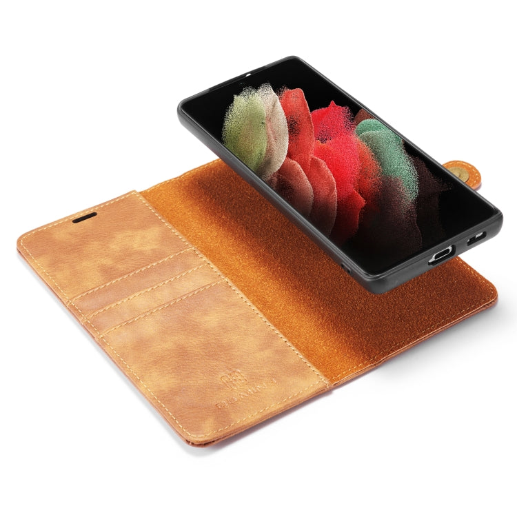 For Samsung Galaxy S21 Ultra 5G DG.MING Crazy Horse Texture Flip Detachable Magnetic Leather Case with Holder & Card Slots & Wallet(Brown) by DG.MING