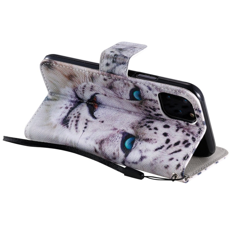 For iPhone 11 Pro Painted Pattern Horizontal Flip Leather Case, with Wallet & Holder & Card Slots & Lanyard(White Leopard) - iPhone 11 Pro Cases by buy2fix | Online Shopping UK | buy2fix