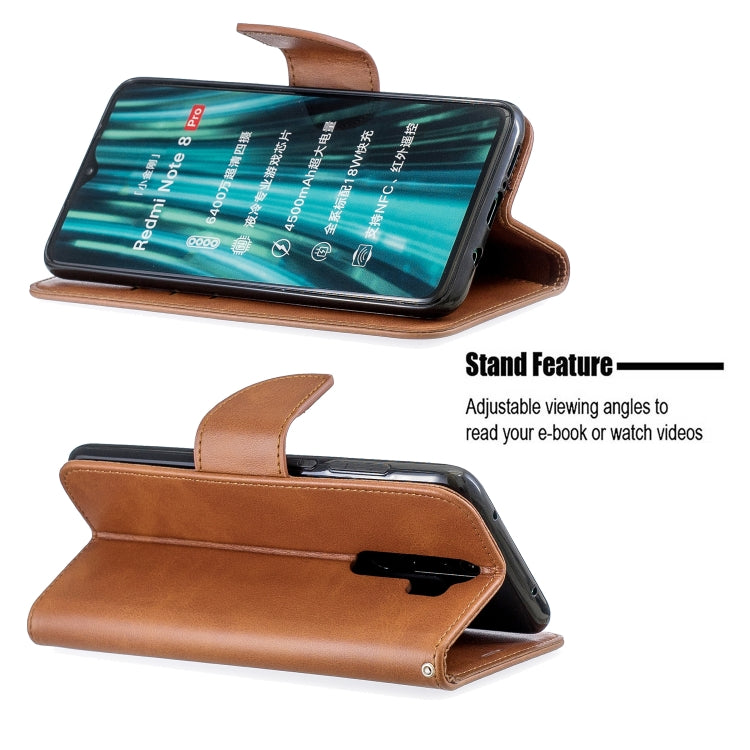 For Xiaomi Redmi Note 8Pro Retro Lambskin Texture Pure Color Horizontal Flip PU Leather Case with Holder & Card Slots & Wallet & Lanyard(Brown) - Xiaomi Cases by buy2fix | Online Shopping UK | buy2fix