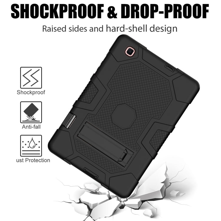 For Samsung Galaxy Tab S6 Lite P610 Contrast Color Robot Shockproof Silicone + PC Protective Case with Holder (Black) - Tab S6 Lite P610 / P615 by buy2fix | Online Shopping UK | buy2fix