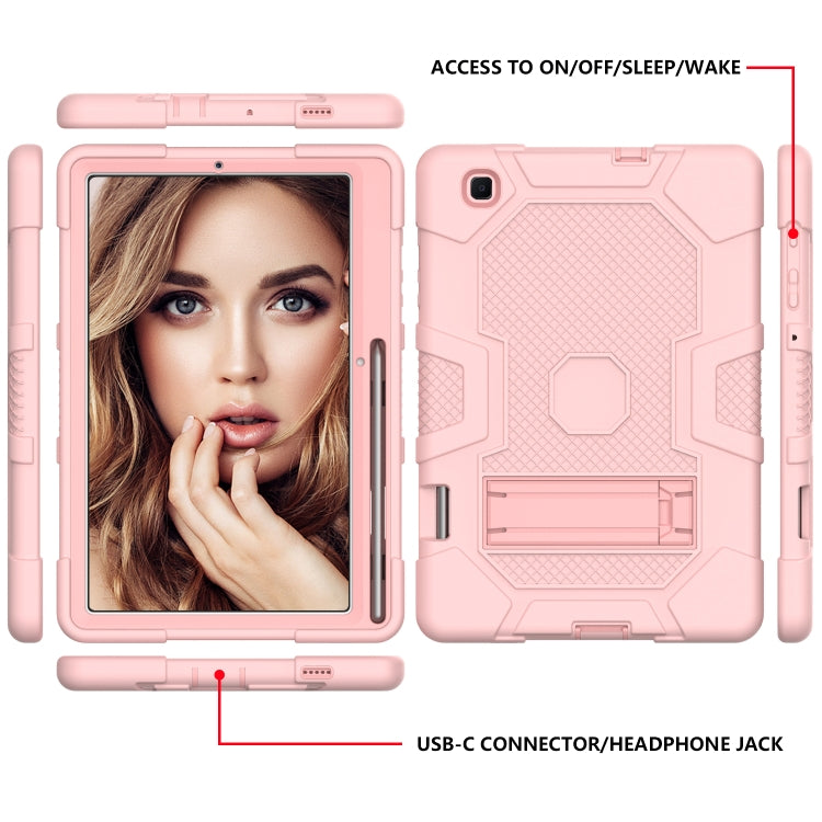 For Samsung Galaxy Tab S6 Lite P610 Contrast Color Robot Shockproof Silicone + PC Protective Case with Holder (Rose Gold) - Tab S6 Lite P610 / P615 by buy2fix | Online Shopping UK | buy2fix