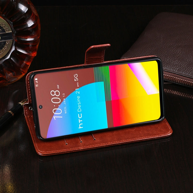 For HTC Desire 21 Pro 5G idewei Crazy Horse Texture Horizontal Flip Leather Case with Holder & Card Slots & Wallet(Brown) - More Brand by idewei | Online Shopping UK | buy2fix