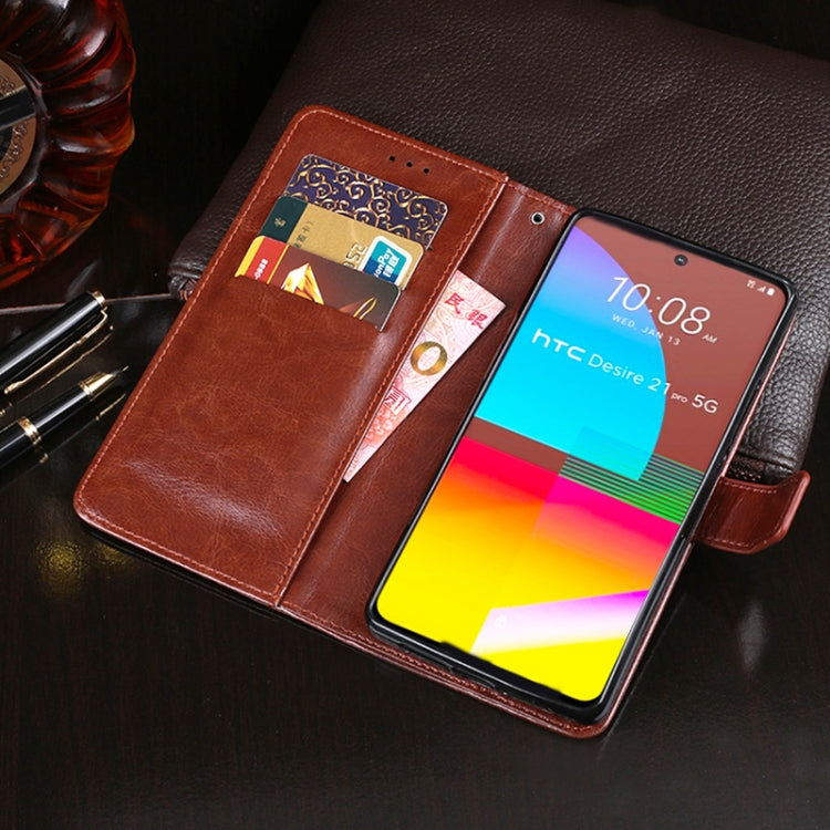 For HTC Desire 21 Pro 5G idewei Crazy Horse Texture Horizontal Flip Leather Case with Holder & Card Slots & Wallet(Dark Blue) - More Brand by idewei | Online Shopping UK | buy2fix
