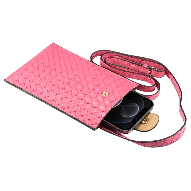 Braided Packing Simple High-end Mobile Phone Bag with Lanyard, Suitable for 6.7 inch Smartphones(Rose Red) - Universal Leather Case by buy2fix | Online Shopping UK | buy2fix
