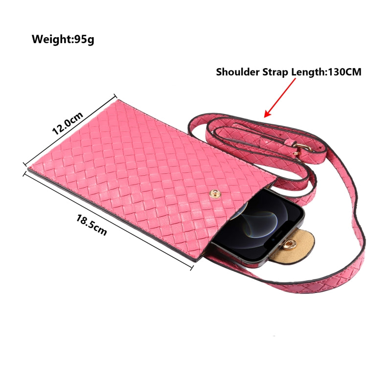 Braided Packing Simple High-end Mobile Phone Bag with Lanyard, Suitable for 6.7 inch Smartphones(Rose Red) - Universal Leather Case by buy2fix | Online Shopping UK | buy2fix