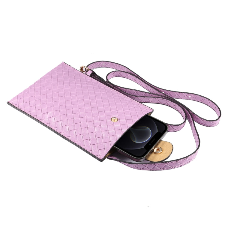 Braided Packing Simple High-end Mobile Phone Bag with Lanyard, Suitable for 6.7 inch Smartphones(Light Purple) - Universal Leather Case by buy2fix | Online Shopping UK | buy2fix