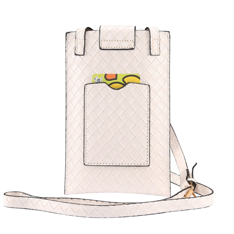 Braided Packing Simple High-end Mobile Phone Bag with Lanyard, Suitable for 6.7 inch Smartphones(White) - Universal Leather Case by buy2fix | Online Shopping UK | buy2fix