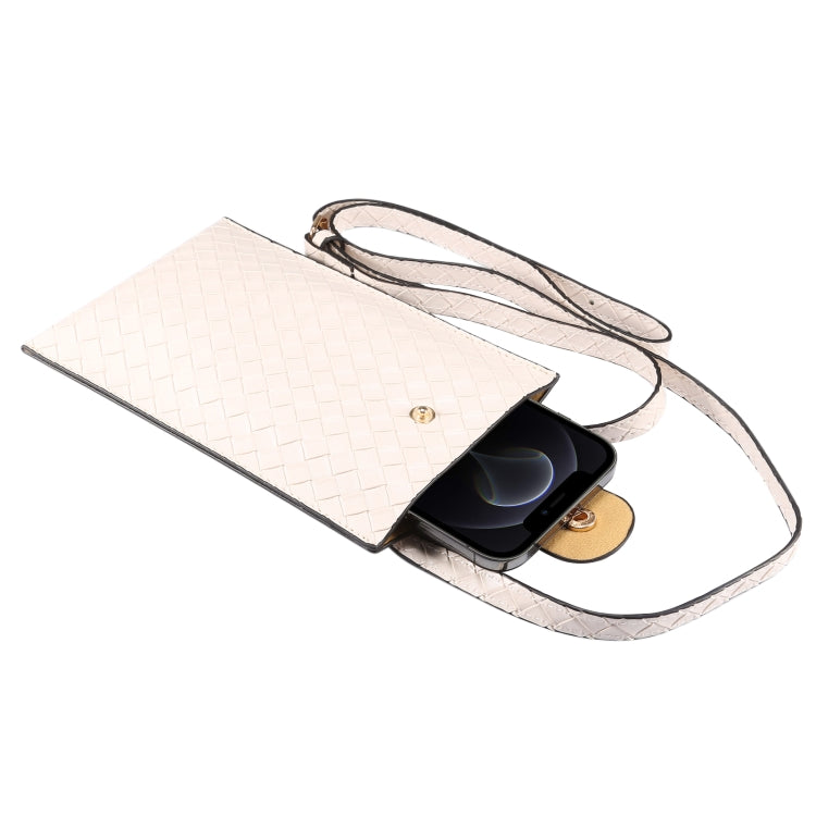 Braided Packing Simple High-end Mobile Phone Bag with Lanyard, Suitable for 6.7 inch Smartphones(White) - Universal Leather Case by buy2fix | Online Shopping UK | buy2fix