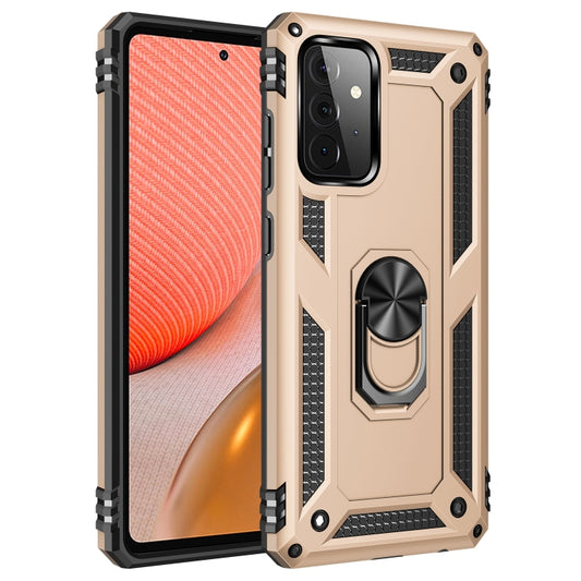 For Samsung Galaxy A72 5G / 4G Shockproof TPU + PC Protective Case with 360 Degree Rotating Holder(Gold) by buy2fix