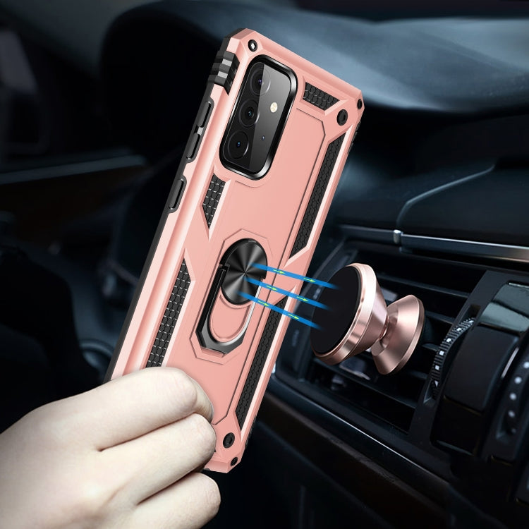 For Samsung Galaxy A72 5G / 4G Shockproof TPU + PC Protective Case with 360 Degree Rotating Holder(Rose Gold) by buy2fix