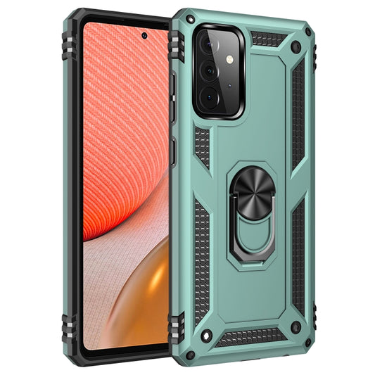 For Samsung Galaxy A72 5G / 4G Shockproof TPU + PC Protective Case with 360 Degree Rotating Holder(Green) by buy2fix