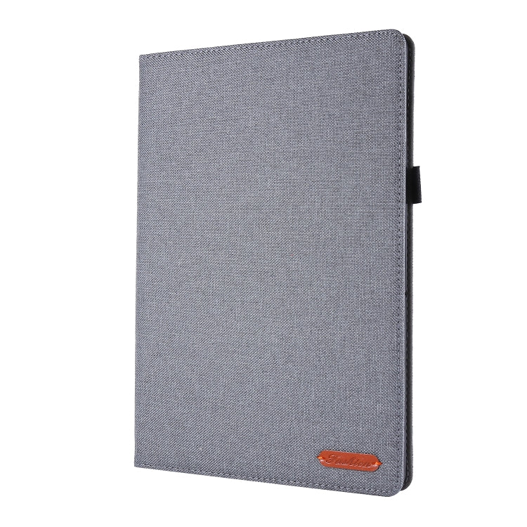 For Lenovo Tab M10 Horizontal Flip TPU + Fabric PU Leather Protective Case with Name Card Clip(Grey) - Lenovo by buy2fix | Online Shopping UK | buy2fix