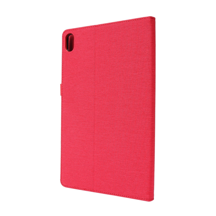 For Lenovo Tab P11 Horizontal Flip TPU + Fabric PU Leather Protective Case with Name Card Clip(Red) - Lenovo by buy2fix | Online Shopping UK | buy2fix