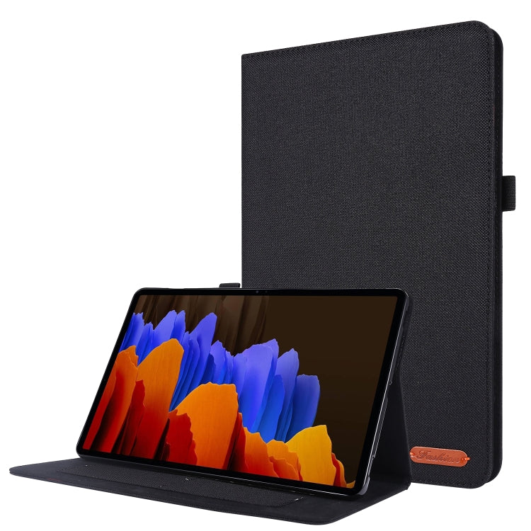 For Samsung Galaxy Tab S8+ / Tab S8 Plus /  Tab S7 FE / Tab S7+ / T970 Horizontal Flip TPU + Fabric PU Leather Protective Case with Name Card Clip(Black) - Galaxy Tab S8+ Cases by buy2fix | Online Shopping UK | buy2fix