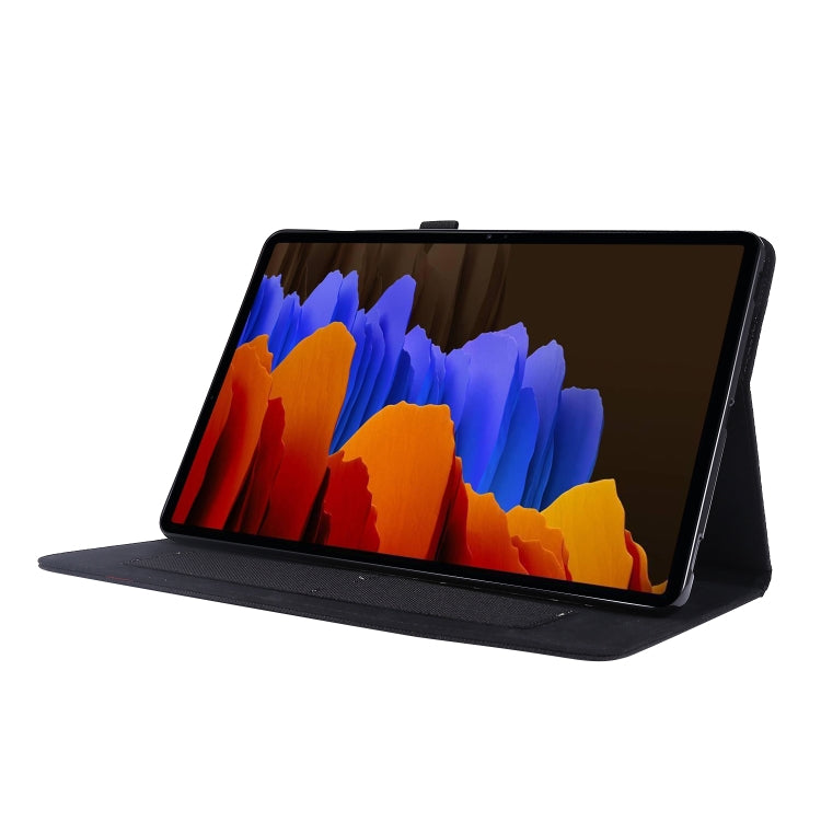 For Samsung Galaxy Tab S8+ / Tab S8 Plus /  Tab S7 FE / Tab S7+ / T970 Horizontal Flip TPU + Fabric PU Leather Protective Case with Name Card Clip(Black) - Galaxy Tab S8+ Cases by buy2fix | Online Shopping UK | buy2fix