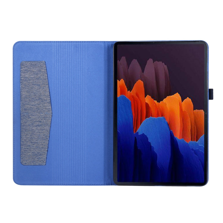 For Samsung Galaxy Tab S8+ / Tab S8 Plus /  Tab S7 FE / Tab S7+ / T970 Horizontal Flip TPU + Fabric PU Leather Protective Case with Name Card Clip(Dark Blue) - Galaxy Tab S8+ Cases by buy2fix | Online Shopping UK | buy2fix
