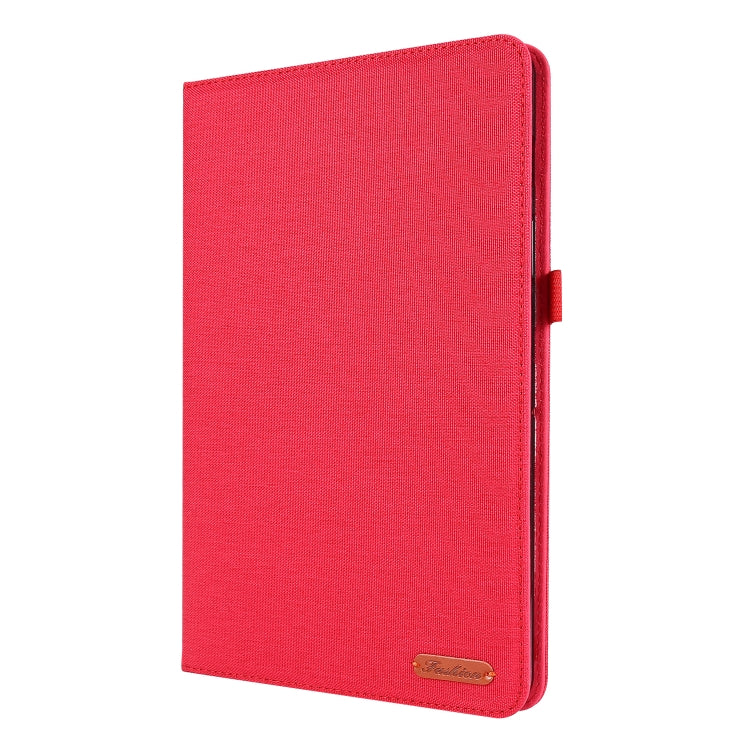 For Samsung Galaxy Tab S8+ / Tab S8 Plus /  Tab S7 FE / Tab S7+ / T970 Horizontal Flip TPU + Fabric PU Leather Protective Case with Name Card Clip(Red) - Galaxy Tab S8+ Cases by buy2fix | Online Shopping UK | buy2fix
