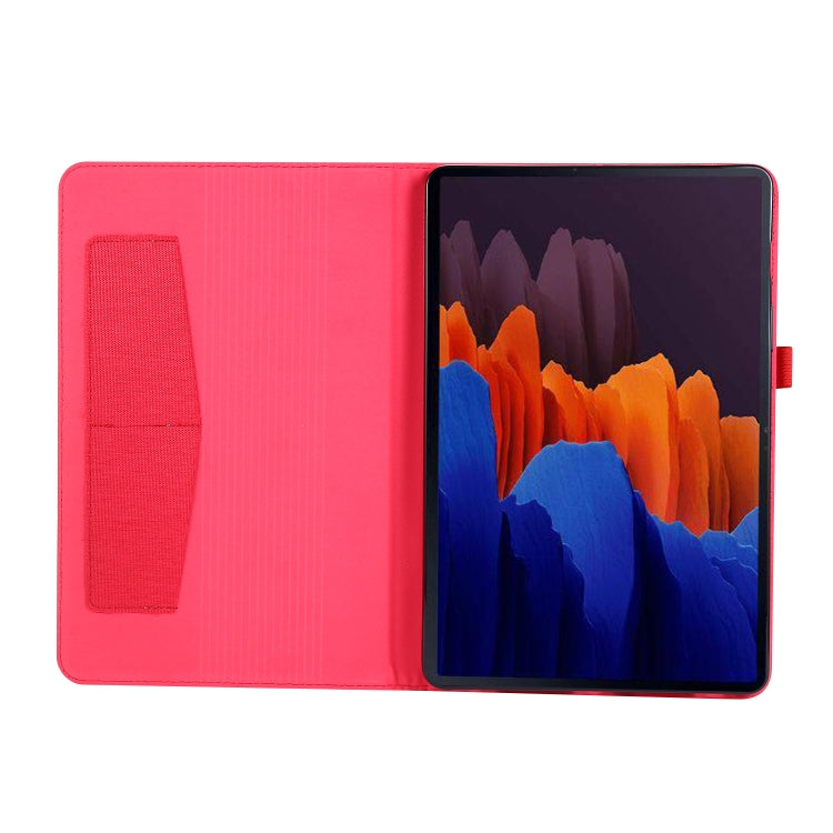 For Samsung Galaxy Tab S8+ / Tab S8 Plus /  Tab S7 FE / Tab S7+ / T970 Horizontal Flip TPU + Fabric PU Leather Protective Case with Name Card Clip(Red) - Galaxy Tab S8+ Cases by buy2fix | Online Shopping UK | buy2fix