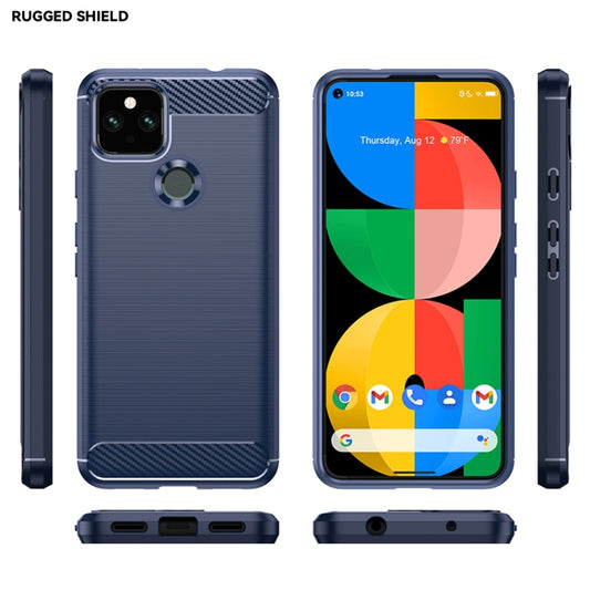 For Google Pixel 5a Brushed Texture Carbon Fiber TPU Case(Navy Blue) by buy2fix