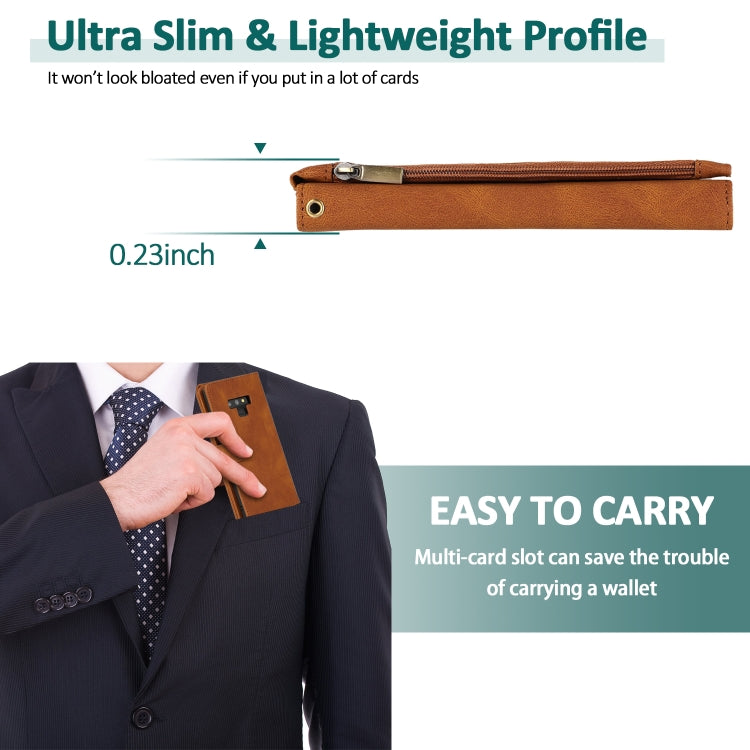 For Samsung Galaxy Note9 Skin-feel Crazy Horse Texture Zipper Wallet Bag Horizontal Flip Leather Case with Holder & Card Slots & Wallet & Lanyard(Brown) - Galaxy Phone Cases by buy2fix | Online Shopping UK | buy2fix