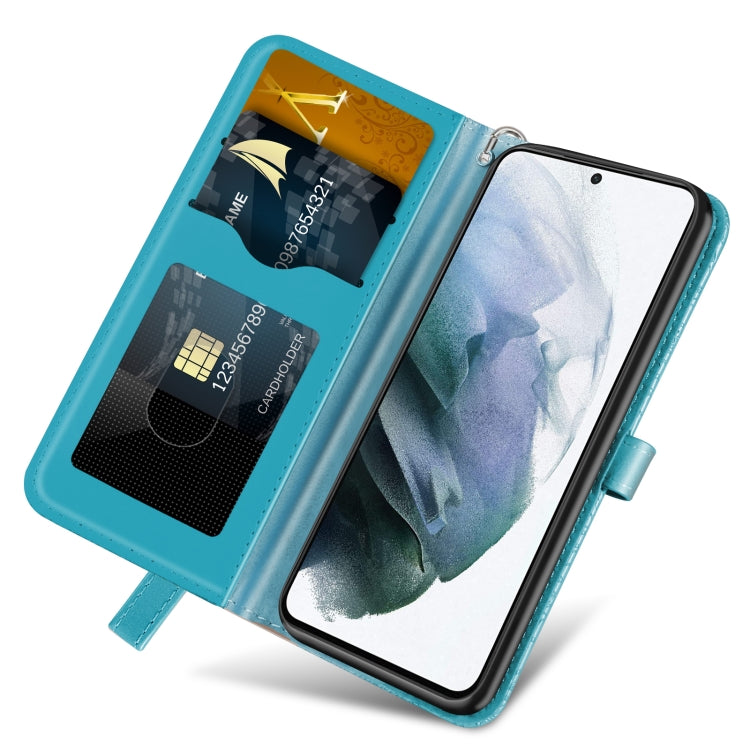 For Samsung Galaxy S21 5G Life of Tree Embossing Pattern Horizontal Flip Leather Case with Holder & Card Slot & Wallet & Photo Frame & Lanyard(Lake Blue) - Galaxy S21 5G Cases by buy2fix | Online Shopping UK | buy2fix