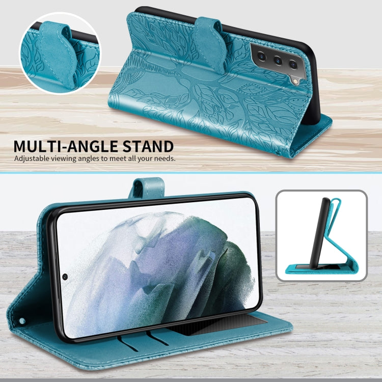 For Samsung Galaxy S21 5G Life of Tree Embossing Pattern Horizontal Flip Leather Case with Holder & Card Slot & Wallet & Photo Frame & Lanyard(Lake Blue) - Galaxy S21 5G Cases by buy2fix | Online Shopping UK | buy2fix