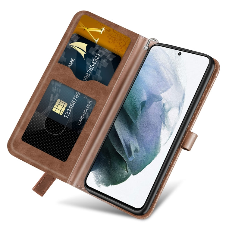 For Samsung Galaxy S21 5G Life of Tree Embossing Pattern Horizontal Flip Leather Case with Holder & Card Slot & Wallet & Photo Frame & Lanyard(Brown) - Galaxy S21 5G Cases by buy2fix | Online Shopping UK | buy2fix