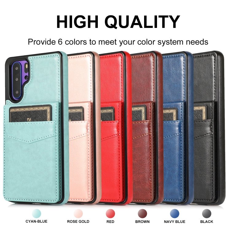For Huawei P30 Pro Solid Color PC + TPU Protective Case with Holder & Card Slots(Blue) - Huawei Cases by buy2fix | Online Shopping UK | buy2fix