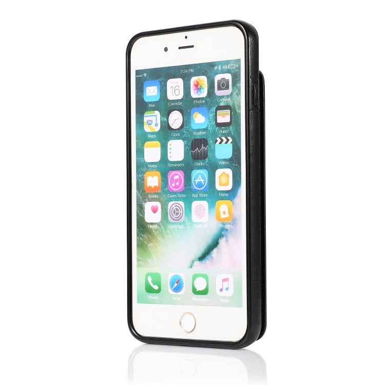 Solid Color PC + TPU Protective Case with Holder & Card Slots For iPhone 8 Plus / 7 Plus(Black) - More iPhone Cases by buy2fix | Online Shopping UK | buy2fix