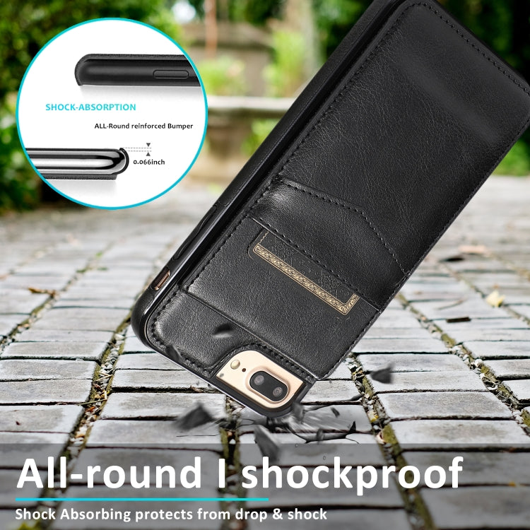 Solid Color PC + TPU Protective Case with Holder & Card Slots For iPhone 8 Plus / 7 Plus(Black) - More iPhone Cases by buy2fix | Online Shopping UK | buy2fix