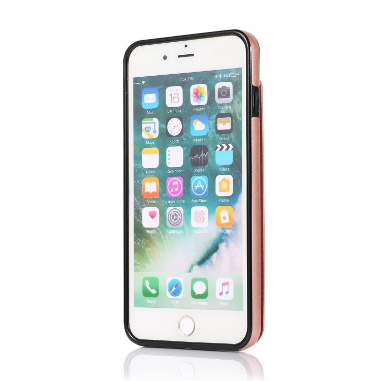 Solid Color PC + TPU Protective Case with Holder & Card Slots For iPhone 8 Plus / 7 Plus(Rose Gold) - More iPhone Cases by buy2fix | Online Shopping UK | buy2fix