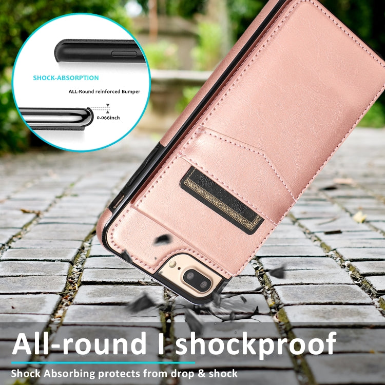 Solid Color PC + TPU Protective Case with Holder & Card Slots For iPhone 8 Plus / 7 Plus(Rose Gold) - More iPhone Cases by buy2fix | Online Shopping UK | buy2fix