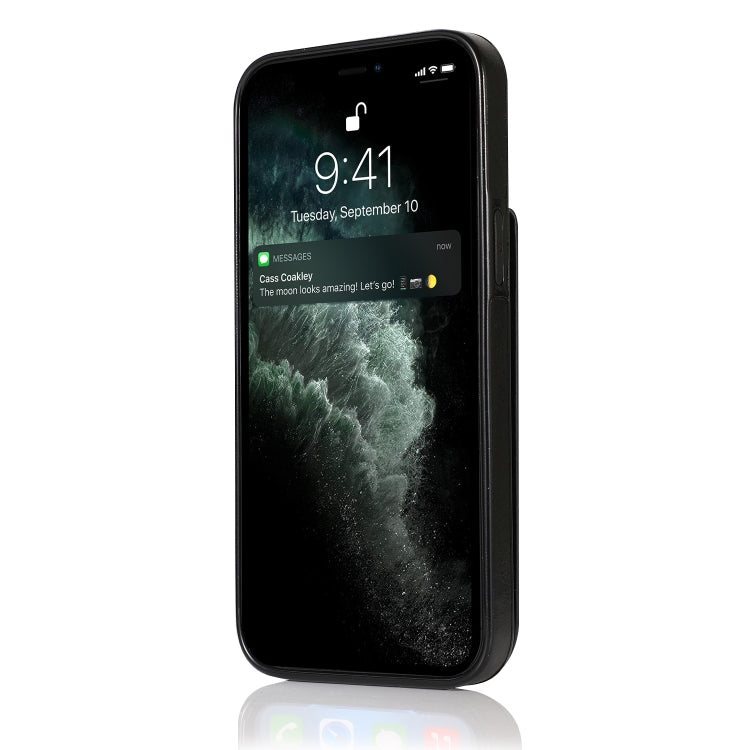 For iPhone 12 mini Solid Color PC + TPU Protective Case with Holder & Card Slots (Black) - iPhone 12 mini Cases by buy2fix | Online Shopping UK | buy2fix