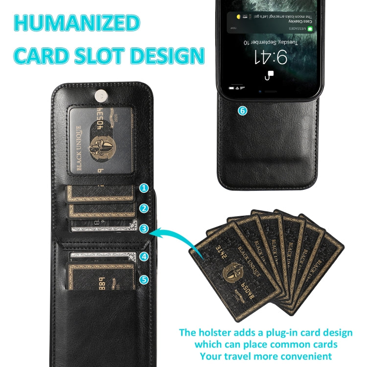 For iPhone 12 mini Solid Color PC + TPU Protective Case with Holder & Card Slots (Black) - iPhone 12 mini Cases by buy2fix | Online Shopping UK | buy2fix