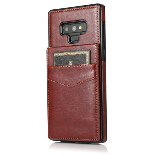For Samsung Galaxy Note9 Solid Color PC + TPU Protective Case with Holder & Card Slots(Brown) by buy2fix