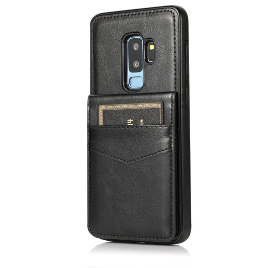 For Samsung Galaxy S9 Plus Solid Color PC + TPU Protective Case with Holder & Card Slots(Black) by buy2fix