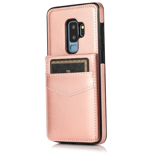 For Samsung Galaxy S9 Plus Solid Color PC + TPU Protective Case with Holder & Card Slots(Rose Gold) by buy2fix