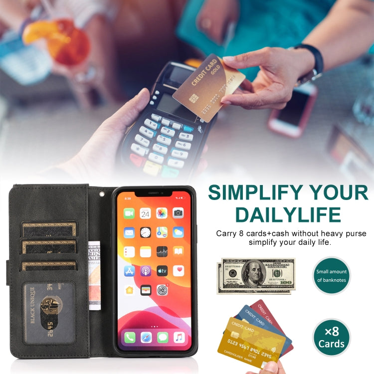 For iPhone 11 Pro Max Skin-feel Crazy Horse Texture Zipper Wallet Bag Horizontal Flip Leather Case with Holder & Card Slots & Wallet & Lanyard (Black) - iPhone 11 Pro Max Cases by buy2fix | Online Shopping UK | buy2fix
