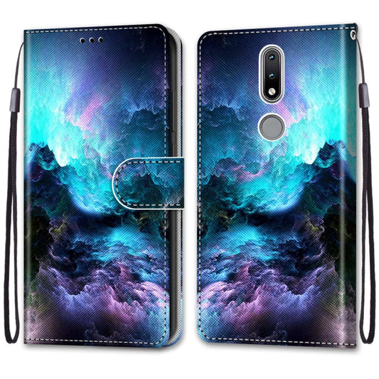 For Nokia 2.4 Coloured Drawing Cross Texture Horizontal Flip PU Leather Case with Holder & Card Slots & Wallet & Lanyard(Colorful Clouds) by buy2fix