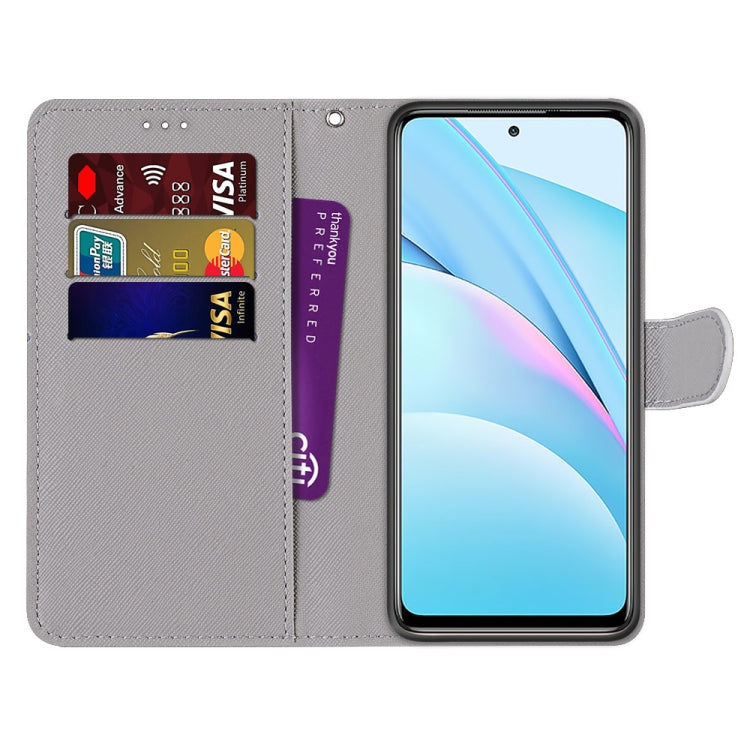 For Xiaomi Mi 10T Lite Coloured Drawing Cross Texture Horizontal Flip PU Leather Case with Holder & Card Slots & Wallet & Lanyard(Leather Shoes Cat) - Xiaomi Cases by buy2fix | Online Shopping UK | buy2fix