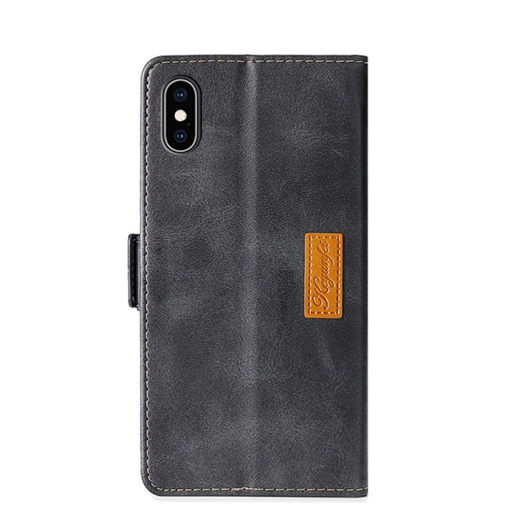 For iPhone X / XS Retro Texture Contrast Color Side Buckle Horizontal Flip Leather Case with Holder & Card Slots & Wallet(Black) - More iPhone Cases by buy2fix | Online Shopping UK | buy2fix