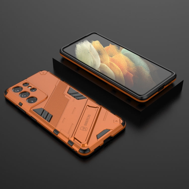 For Samsung Galaxy S21 Ultra 5G Punk Armor 2 in 1 PC + TPU Shockproof Case with Invisible Holder(Orange) - Galaxy S21 Ultra 5G Cases by buy2fix | Online Shopping UK | buy2fix