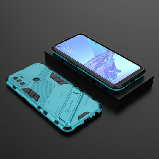 For OPPO A53 4G Punk Armor 2 in 1 PC + TPU Shockproof Case with Invisible Holder(Blue) by buy2fix