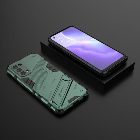 For OPPO Reno5 5G Punk Armor 2 in 1 PC + TPU Shockproof Case with Invisible Holder(Green) by buy2fix