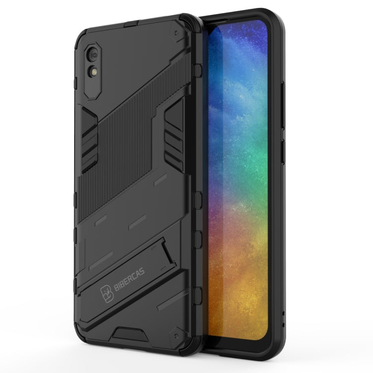For Xiaomi Redmi 9A Punk Armor 2 in 1 PC + TPU Shockproof Case with Invisible Holder(Black) - Xiaomi Cases by buy2fix | Online Shopping UK | buy2fix