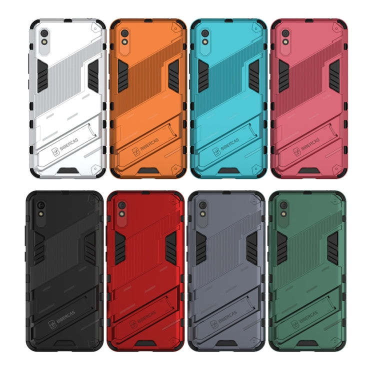 For Xiaomi Redmi 9A Punk Armor 2 in 1 PC + TPU Shockproof Case with Invisible Holder(Grey) - Xiaomi Cases by buy2fix | Online Shopping UK | buy2fix
