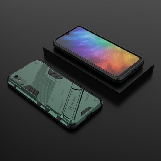 For Xiaomi Redmi 9A Punk Armor 2 in 1 PC + TPU Shockproof Case with Invisible Holder(Green) by buy2fix